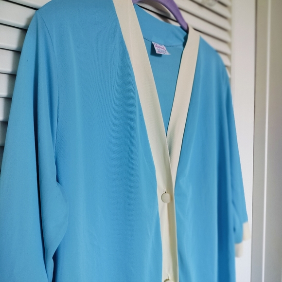 Vintage 1950s Gaymode JCPenney Robe, Top & Pants 3 piece Pajama Set Blue - Picture 4 of 16